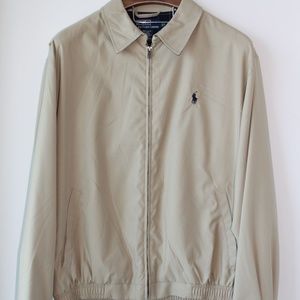 Polo by Ralph Lauren Mens Large Tan Plaid Lined Full Zip Collared Bomber Jacket